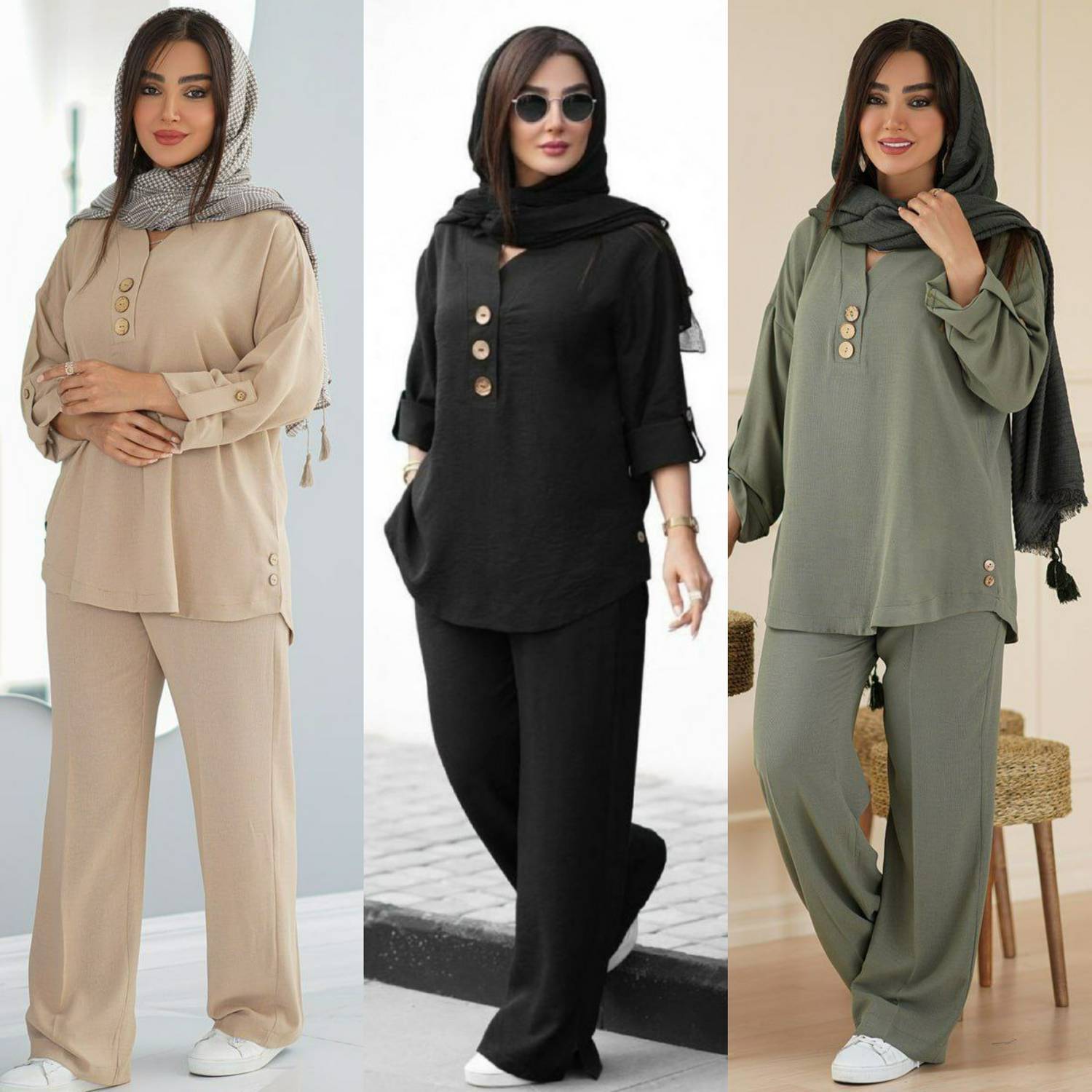 ست شومیز و شلوار زنانه نادین شانتون با کیفیت و خنک