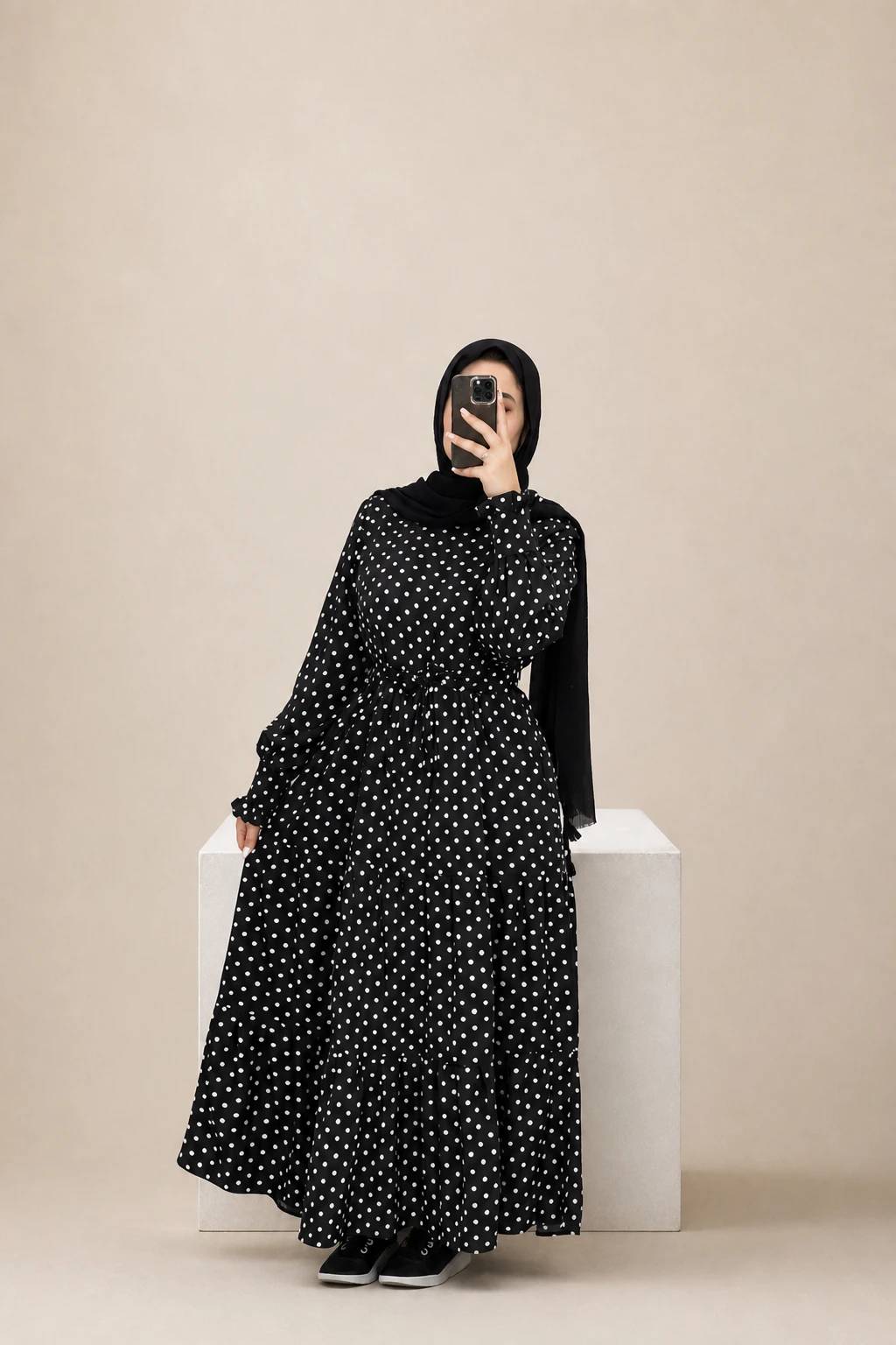 پیراهن بلند توپی زنانه شیک و جذاب بیرونی و مهمانی سورمه ای و مشکی فری سایز از ۳۸ تا ۴۸