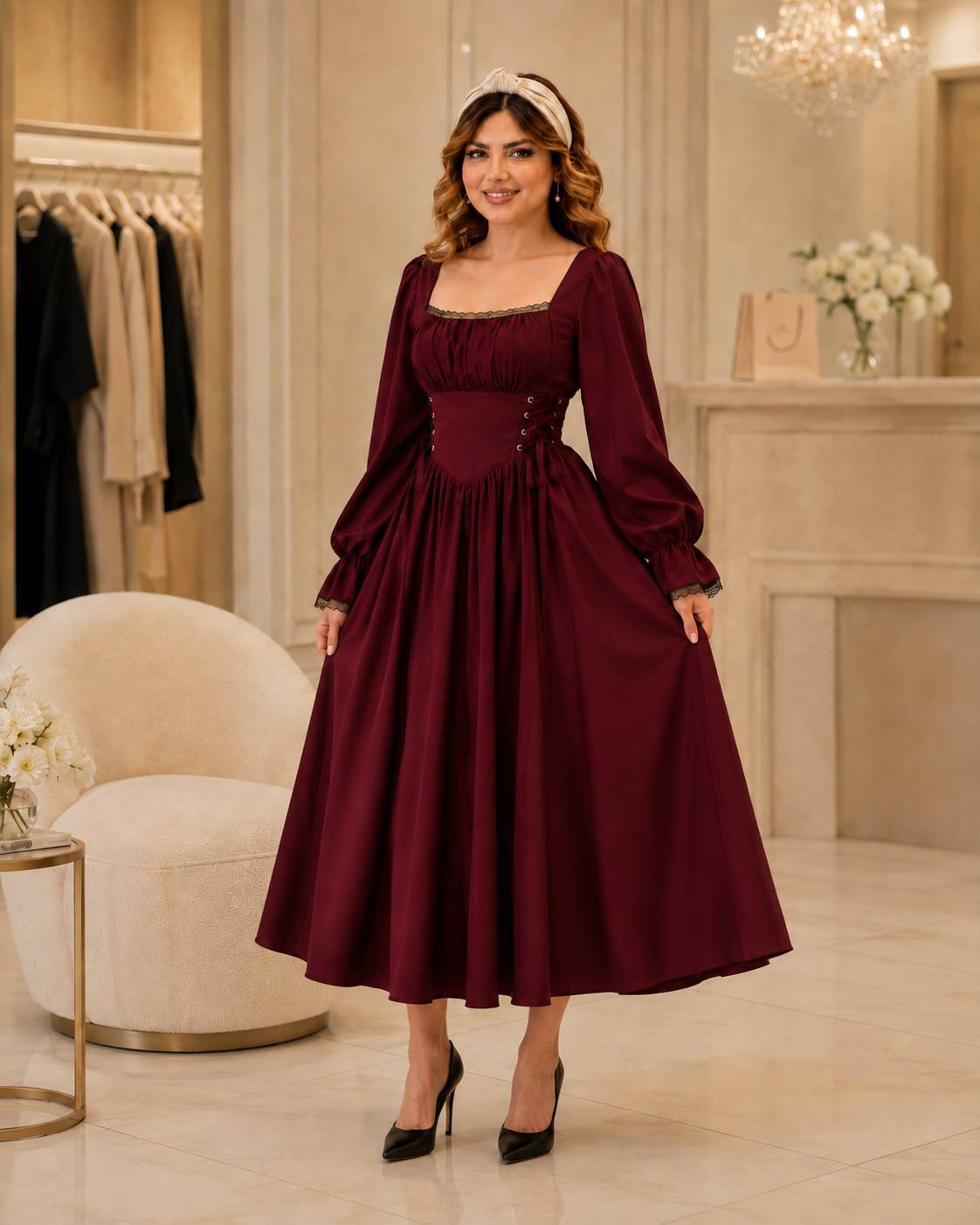 پیراهن بلند و ساحلی زنانه شادی جنس الیزه درجه یک وارداتی و دارای کمربند تنظیم سایز و کمر کش پهن فری سایز از ۳۸ تا ۴۸