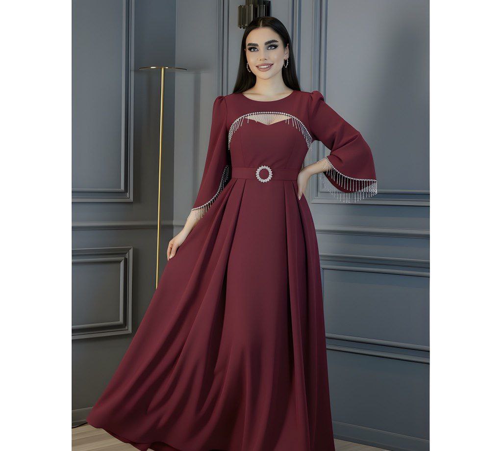 لباس مجلسی سارا زنانه آستین و یقه زنجیری شیک