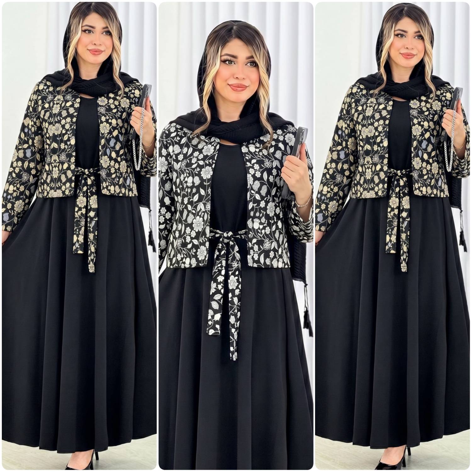 ست سه تیکه کت و سارافون زنانه مهرانه کت و سارافون مجلسی محرمی زنانه شیک و جداب و جدید از سایز ۳۸ تا ۴۶ سارافون الیزه و کت تافته نقره ای و طلایی جدید و خاص
