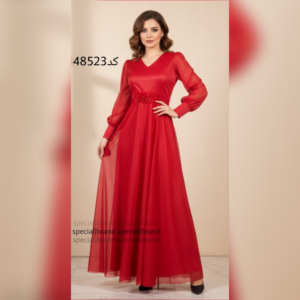 ماکسی مجلسی زنانه حریر شنی ، لباس ماکسی مجلسی زنانه