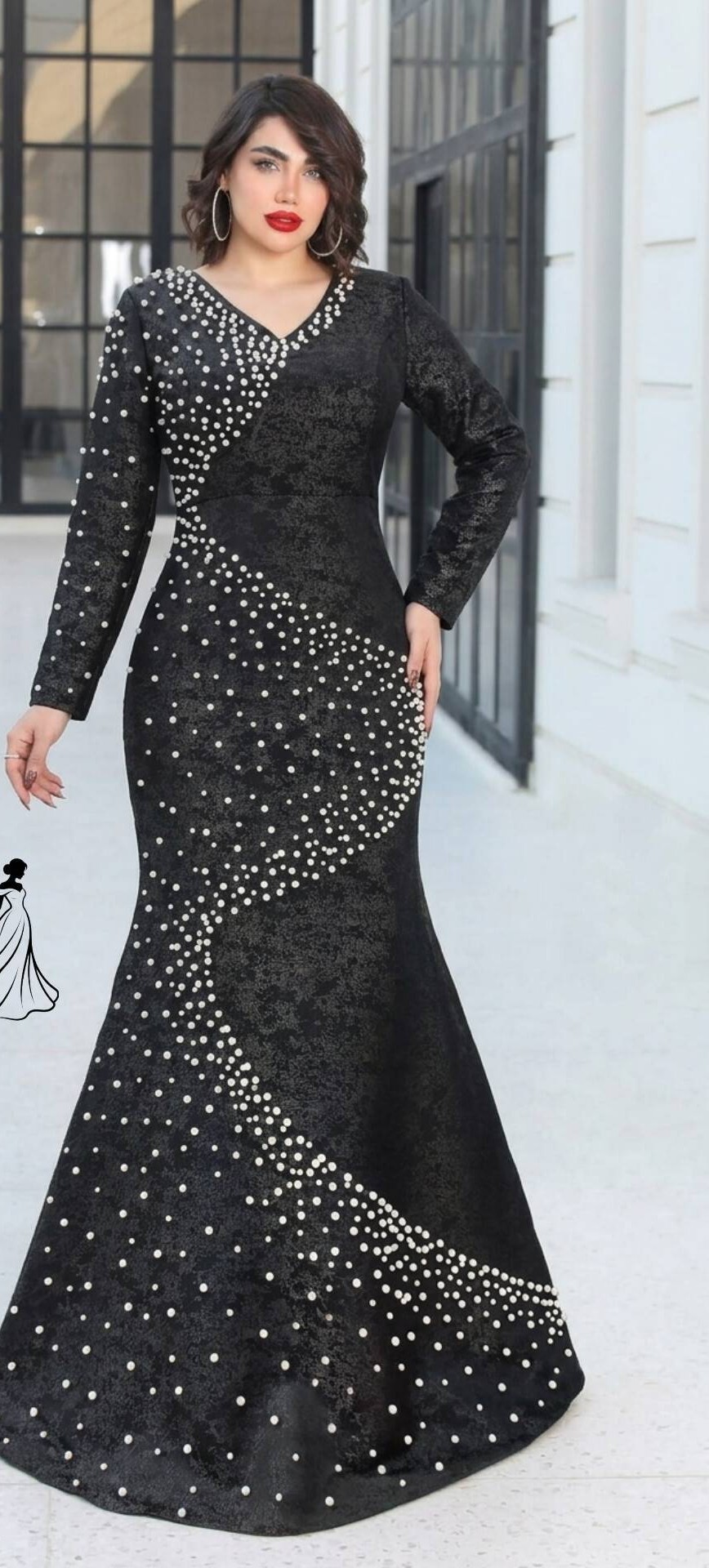 لباس مجلسی زنانه ماهی مدل ماهی ، لباس مجلسی زنانه شیک و جدید مهره دوزی با کیفیت