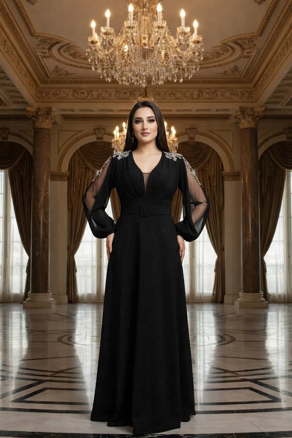 لباس مجلسی زنانه لمه درجه یک الماس ، لباس مجلسی زنانه الماس پوشیده و حجابدار شیک و خاص از سایز ۳۶ تا ۵۴ سایز بزرگ