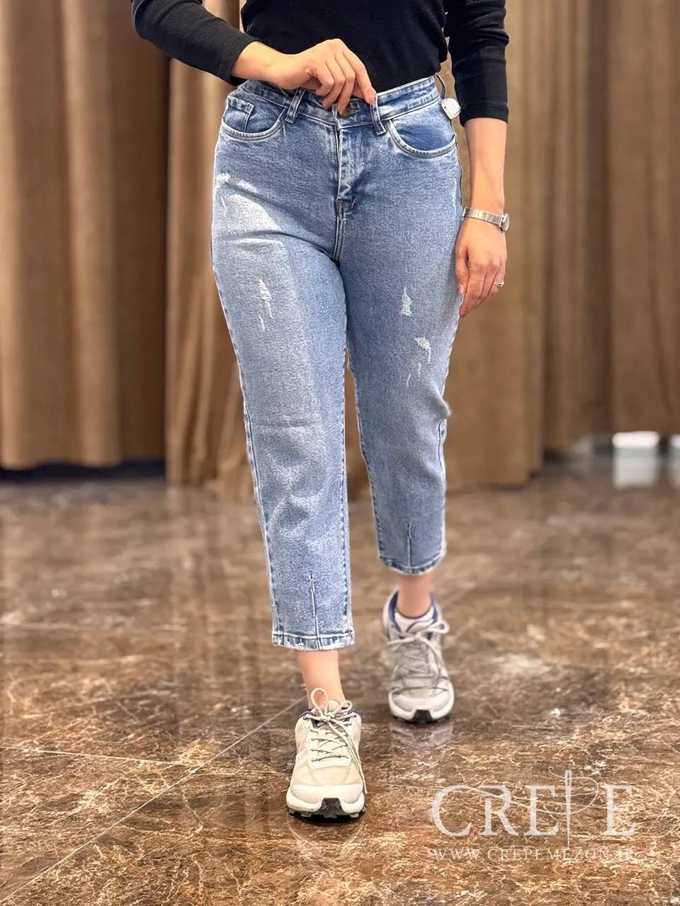 شلوار مام فیت زنانه جین اصلی وارداتی درجه یک سایز ۳۸ تا ۴۶ با رنگهای جذاب و جدید ، شلوار مام فیت جین درجه یک و خوش پوش زنانه