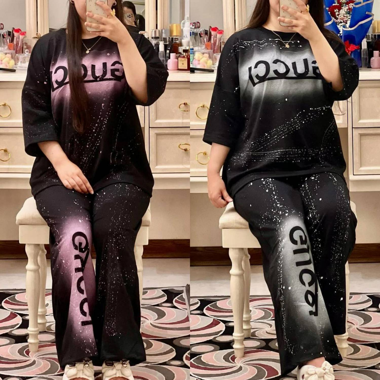 ست تیشرت شلوار زنانه بهمن آبرنگی شیک و جدید و با کیفیت، ست تیشرت و شلوار زنانه بیرونی و باشگاهی و خانگی درجه یک و جدید
