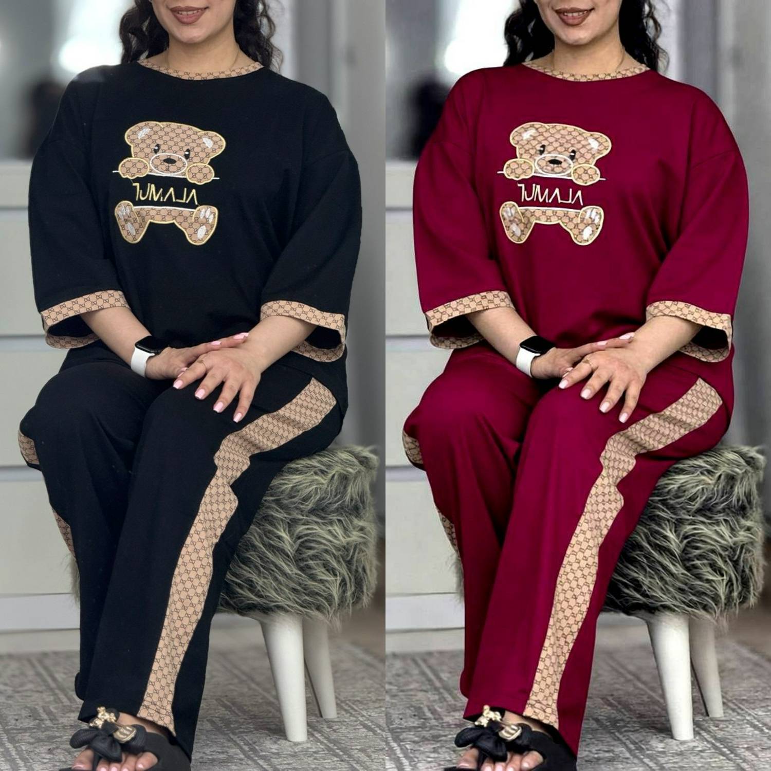 ست تیشرت و شلوار زنانه بیرونی و خانگی و باشگاهی گلکسی پنبه درجه یک شیک و جذاب و خوش پوش